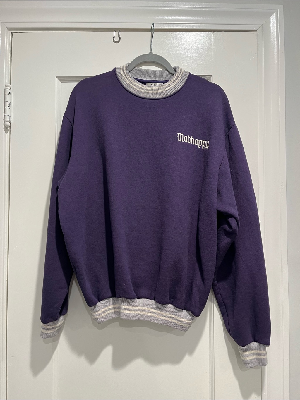 Madhappy Pullover Cotton Purple Crew Neck Sweatshirt.